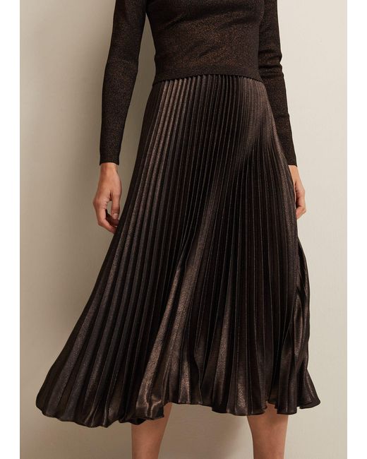 Phase Eight Natural 's Isla Metallic Pleated Knitted Dress