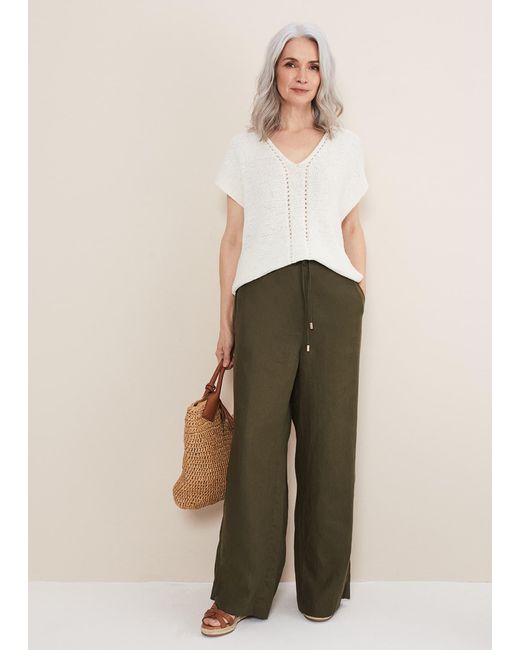 Phase Eight Natural Lolita Drawstring Linen Trouser