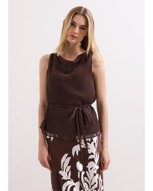 Phase Eight Brown Hazel Silk Sleeveless Top