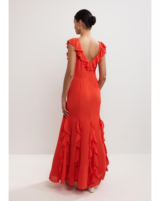 Phase Eight Red Lianah Ruffle Maxi