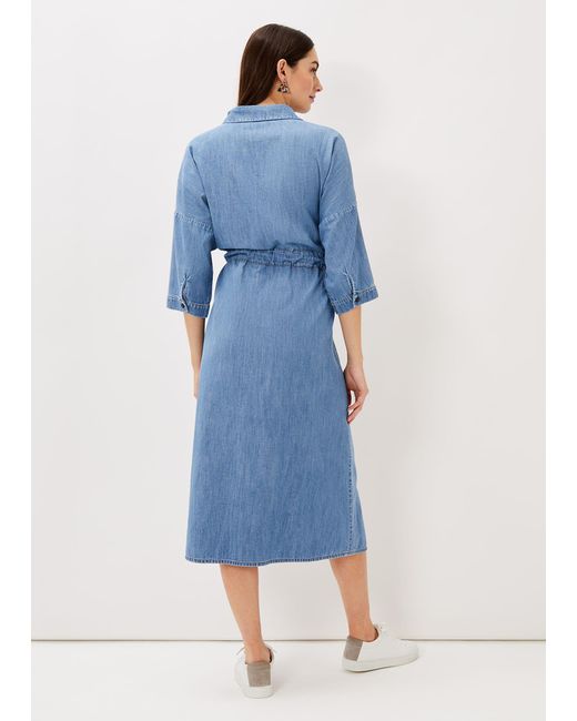 Phase Eight Blue Louella Tie Shirt Dress