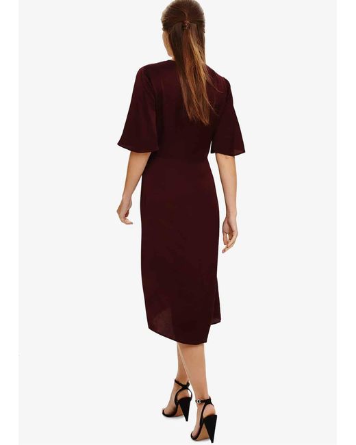 Phase Eight Red Rosina Fluted Knot Midi Dress