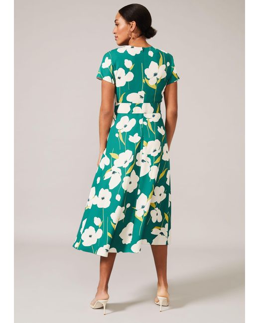 Phase Eight Green Lou-poppy Midi Dress