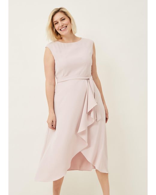 Phase Eight Pink Rushelle Frill Midi Dress