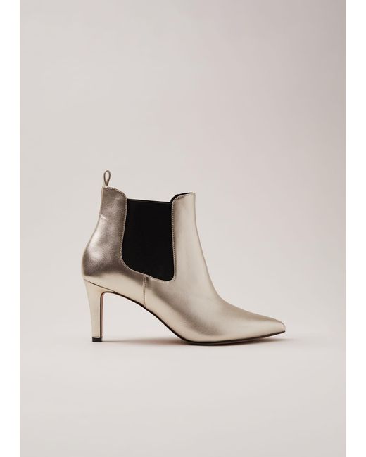 Phase Eight Natural Leather Metallic Ankle Boots