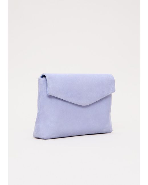 Phase Eight White Suede Clutch Bag