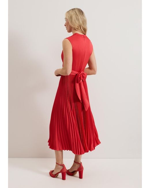 Phase Eight Red Celestia Wrap Front Pleat Midi Dress