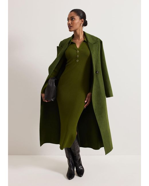 Phase Eight Green Darcy Double Faced Wool Coat