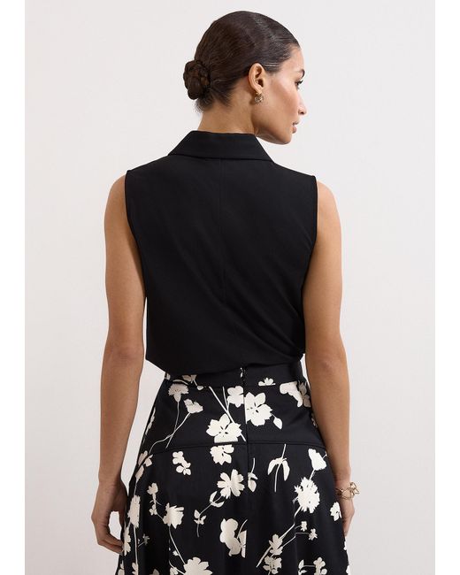 Phase Eight Black Helena Detail Collared Top