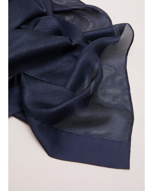 Phase Eight Blue Satin Trim Scarf