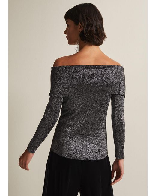Phase Eight Black Iris Bardot Knitted Top