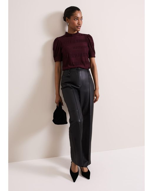 Phase Eight Black Melissa Pu Straight Leg Trouser