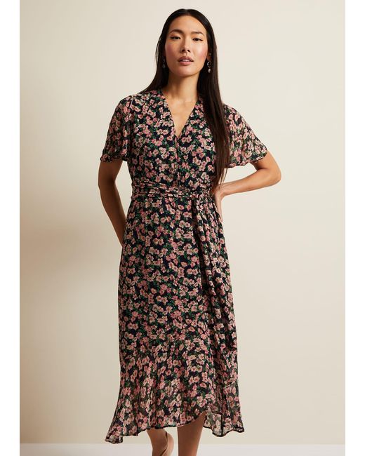 Phase Eight Brown 's Juliette Fil Coupe Print Dress