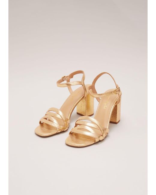 Phase Eight Natural Leather Crossover Block Heels