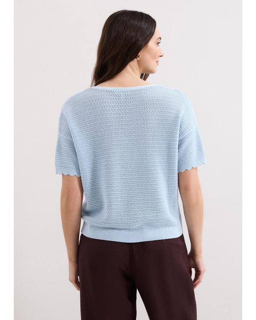 Phase Eight White Amira Scallop Edge Textured Jumper
