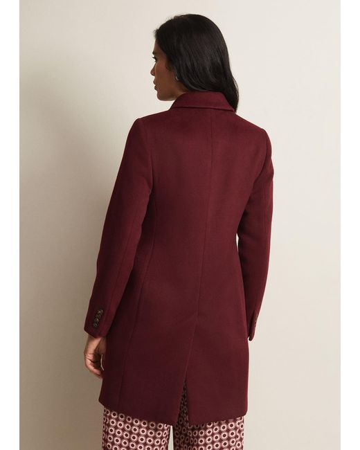 Phase Eight Red Lydia Wool Smart Coat