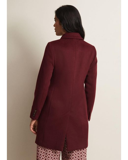 Phase Eight 's Lydia Dark Red Wool Smart Coat