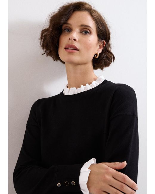 Phase Eight Black Jenna Collar And Cuff Top