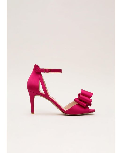 Phase Eight Pink Satin Bow Trim Sandals