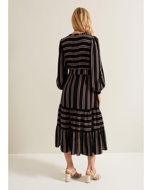 Phase Eight Black Laura Stripe Midaxi Dress