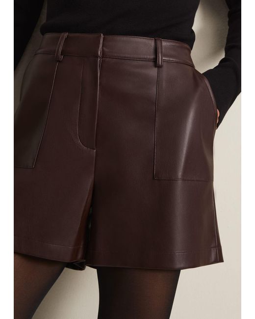 Phase Eight Natural 's Hadley Faux Leather Shorts