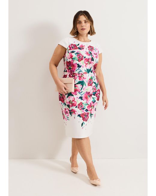 Phase Eight Red Dannas Scuba Floral Dress