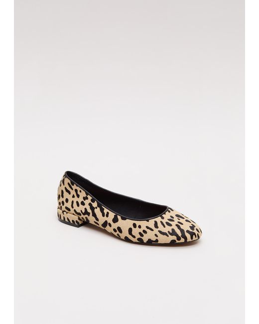 Phase Eight White Leather Animal Flat Pumps