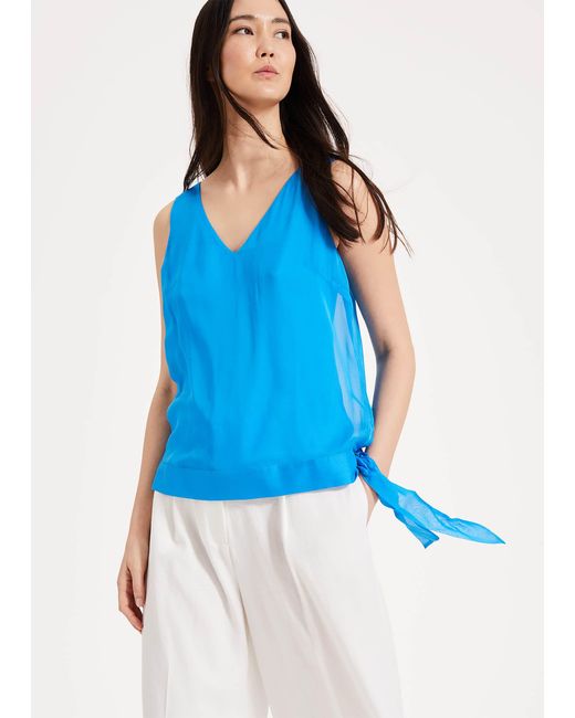 Phase Eight Blue Eilian Silk Blouse