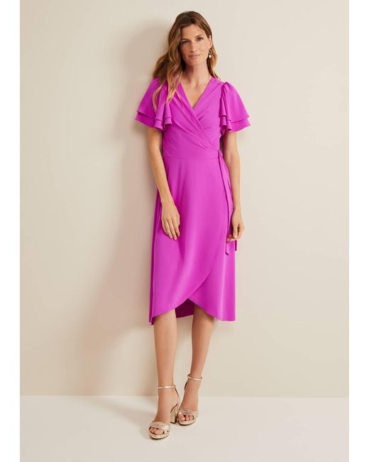 Phase Eight Pink 's Gian Magenta Wrap Midi Dress