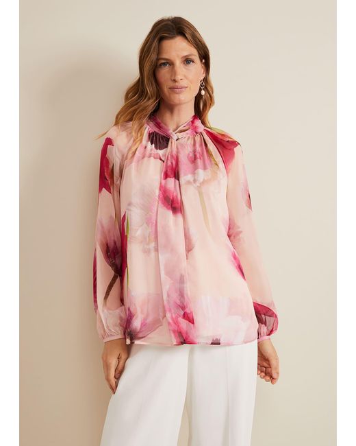 Phase Eight Pink 's Poppy Silk Blouse