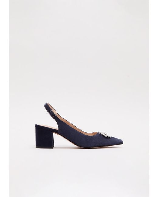 Phase Eight White Sparkle Slingback Block Heel Shoes