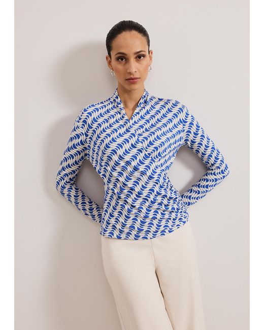 Phase Eight Blue April Geo Print Wrap Top