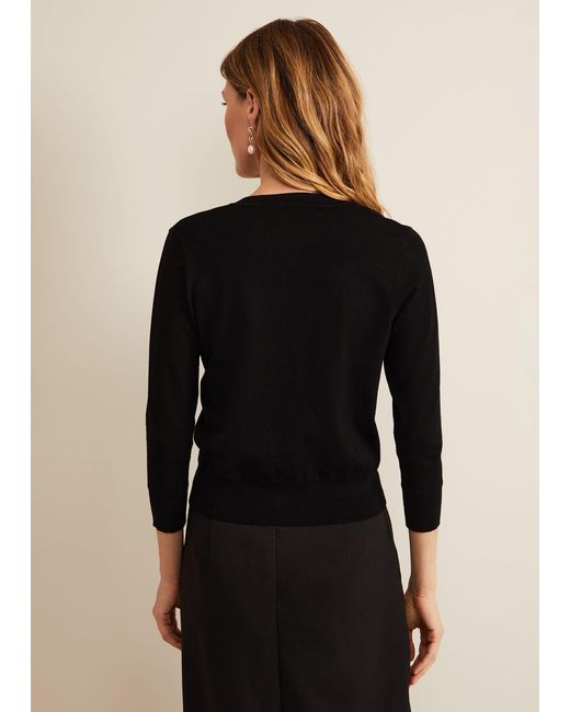 Phase Eight Black Robin Button Through Cardigan