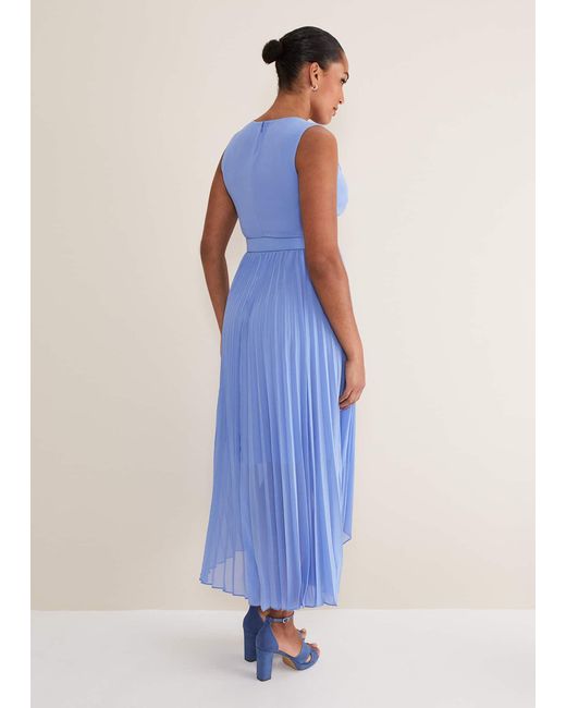 Phase Eight Blue Brianna Pleated Midaxi Dress