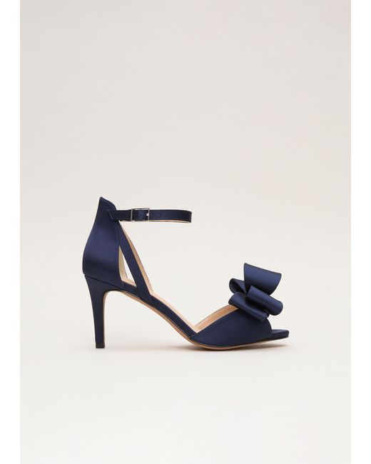 Phase Eight Blue Satin Bow Sandals