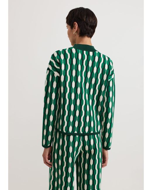 Phase Eight Green Payton Geo Jacquard Knit Top