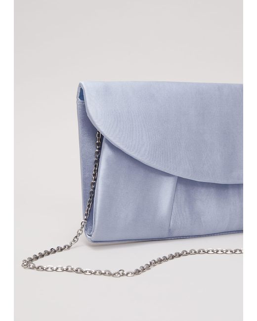 Phase Eight Blue 's Pleat Satin Clutch Bag