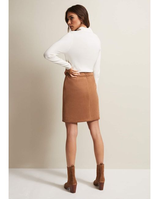 Phase Eight Natural 's Darya Faux Suede Mini Skirt