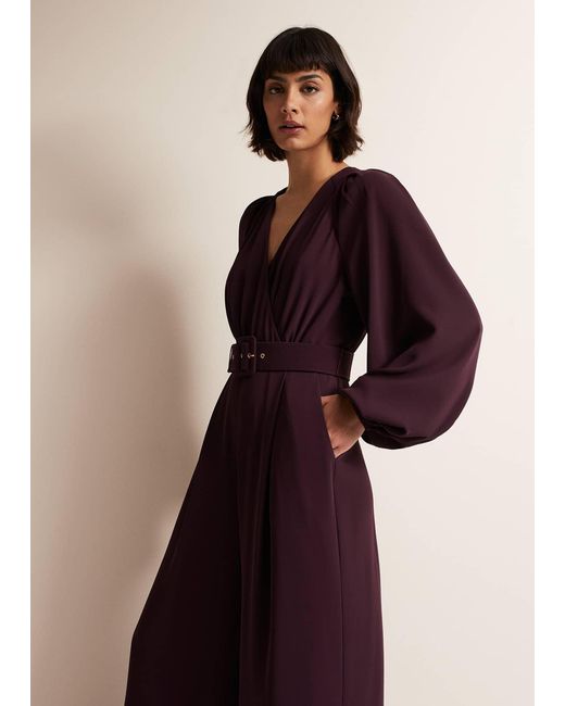Phase Eight Red 's Angelina Burgundy Wide Leg Jumpsuit