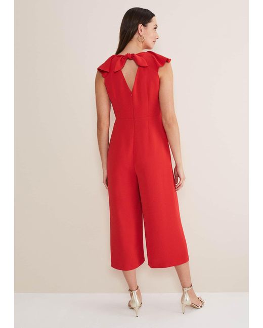 Phase Eight Red Nicky Ruffle Jumpsuit