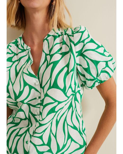 Phase Eight Green 's Louanna Linen Printed Shirt