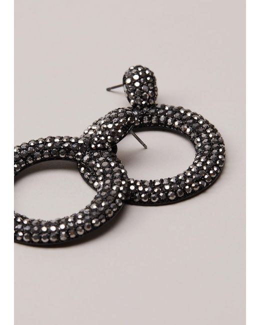 Phase Eight Gray Sparkly Circle Earrings