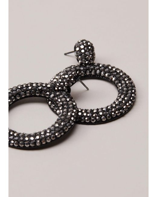 Phase Eight Gray 's Black Sparkly Circle Earrings