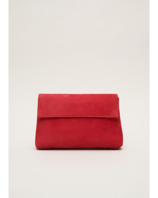 Phase Eight Red Suede Clutch Bag