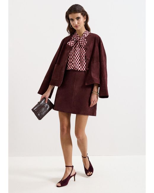 Phase Eight Red Roselle Suede Mini Skirt