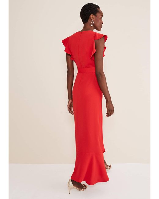 Phase Eight Red Phoebe Frill Maxi Dress