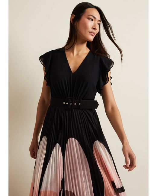 Phase Eight Natural 's Isla Printed Skirt Ruffle Top Maxi Dress