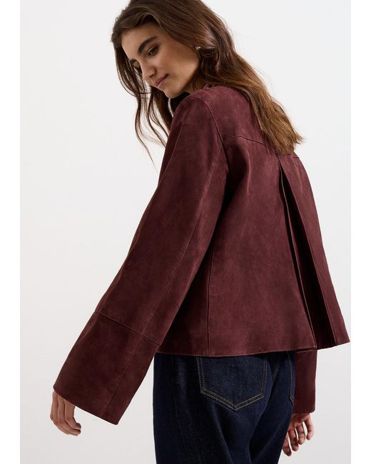 Phase Eight Red Madison Suede Collarless Jacket