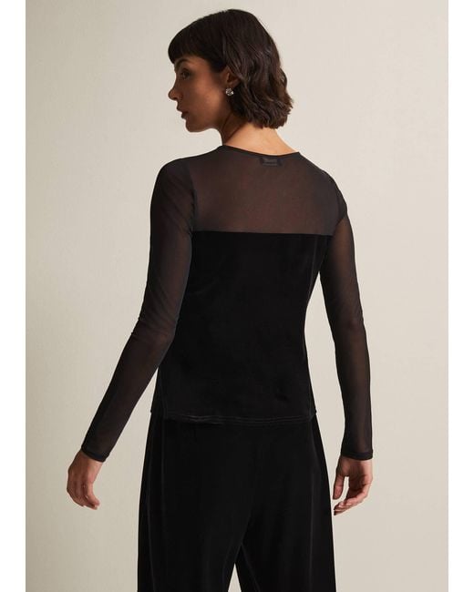Phase Eight Black Elouise Velvet Mesh Top