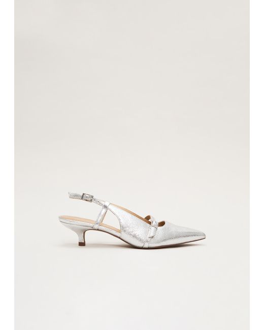 Phase Eight White Strap Front Kitten Heel Shoes
